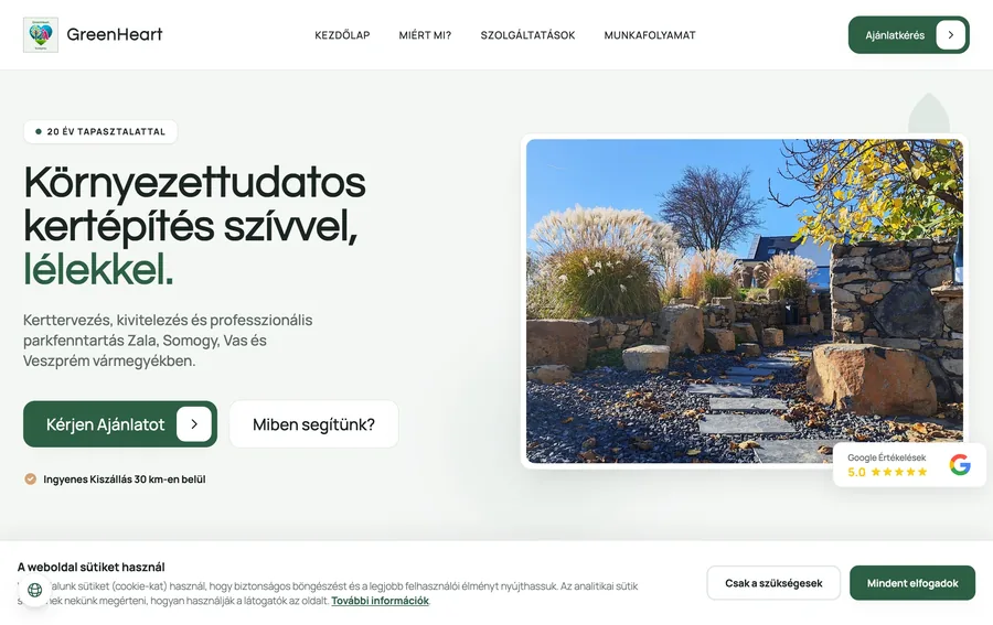 GH Kertépítés weboldal